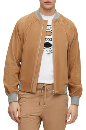 HUGO BOSS Mens Merforate Leather Jacket in - Size Large