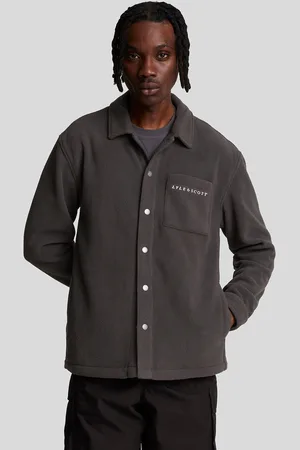 Lyle & Scott Mens Embroidered Fleece Overshirt - Size Large
