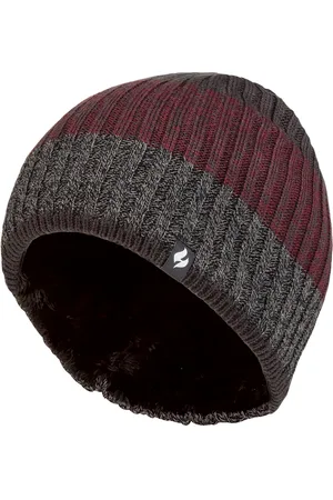 Heat Holders Mens Fleece Lined Striped Winter Beanie