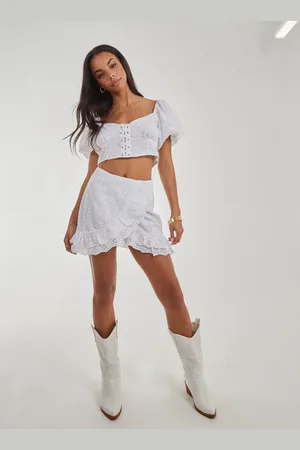Pink Vanilla Womens Wrap Front Broderie Mini Skirt - - Size 6 UK