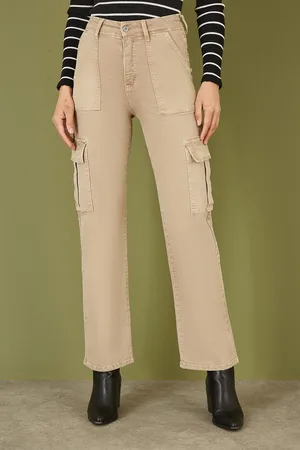 Yumi Womens Stretch Cargo Canvas Pants Cotton - Size 16 UK
