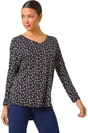 Roman Womens Spot Print Stretch Tunic Top - - Size 10 UK
