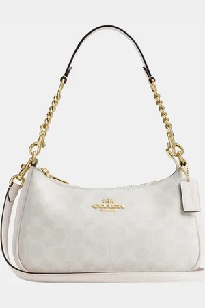 Coach Womens Teri Shoulder Bag in Signature Canvas with Chain Strap - - One Size