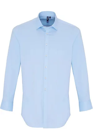Premier Unisex Adult Poplin Stretch Long-Sleeved Shirt (Pale ) - Size X-Large