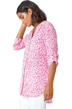 Roman Womens Ditsy Print Button Up V-Neck Blouse - - Size 12 UK
