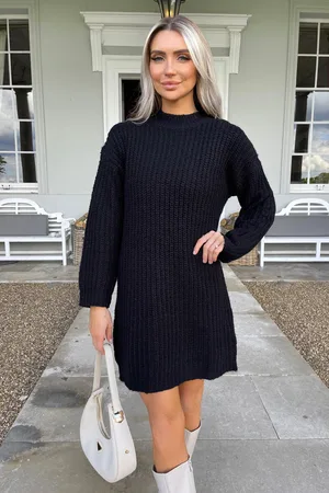 Ax Paris Womens High Neck Knitted Jumper Dress - Size Medium/Large