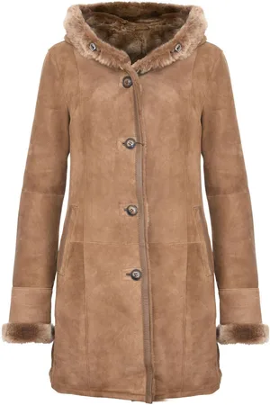 Infinity Womens Suede Merino Sheepskin Parka Coat-Tripoli - - Size 18 UK