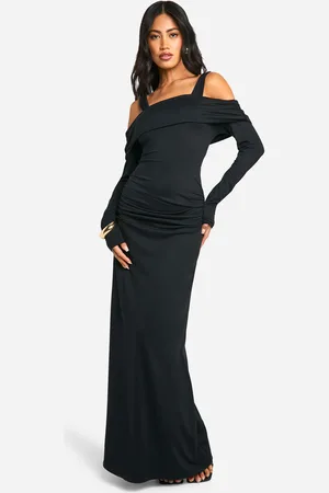 Boohoo Womens Exposed Shoulder Bardot Long Sleeve Maxi Dress - - Size 8 UK
