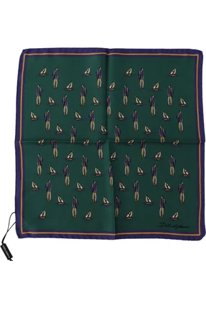Dolce & Gabbana Mens Printed DG Logo Square Handkerchief Scarf Silk - One Size