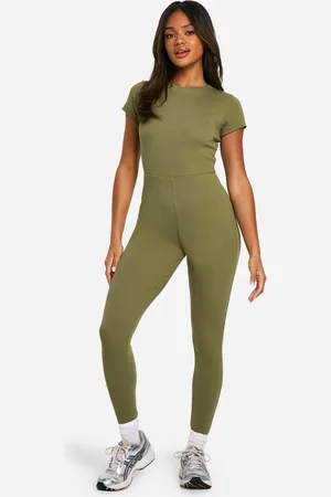 Boohoo Womens Basic Cap Sleeve Rib Unitard Jumpsuit - Cotton - Size 8 UK