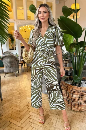 Ax Paris Womens Print Wrap Top Tie Waist Jumpsuit - Size 8 UK