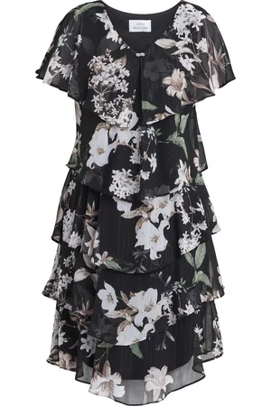 Gina Bacconi Womens Debbie Print Tiered Dress - Size 18 UK