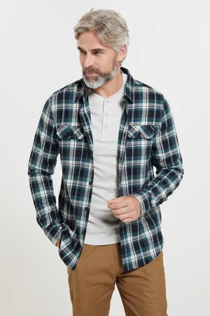 Mountain Warehouse Mens Trace Flannel Long-Sleeved Shirt ( Green) Cotton - Size X-Small