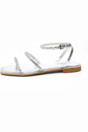 Quiz Womens Diamante Double Strap Flat Sandals - Size UK 2