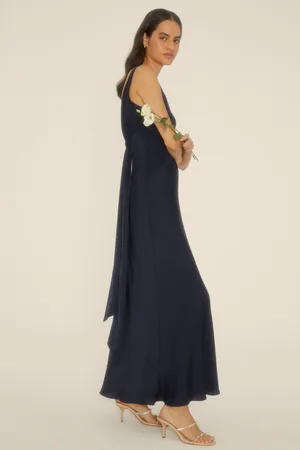Oasis Womens Contrast Satin Bow Back Maxi Dress - - Size 12 UK