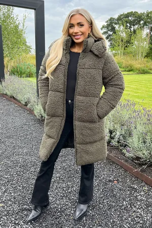 Ax Paris Womens Teddy Panelled Long Coat - Size 12 UK