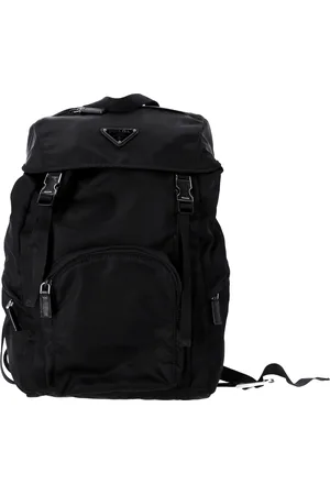 Prada Pre-owned Womens Logo-Plague Double-Buckle Backpack in Nylon - One Size
