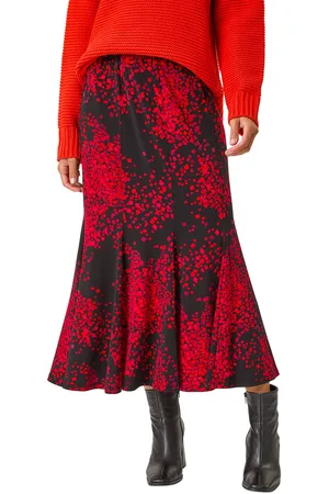 Roman Womens Abstract Print Asymmetric Stretch Skirt - - Size 10 UK