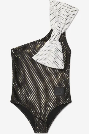 Balmain Girls One Shoulder Bow Swimsuit in - Size 10Y