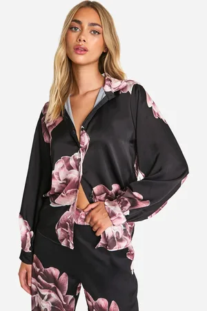 Boohoo Womens Large Scale Floral Relaxed Fit Shirt - - Size 10 UK
