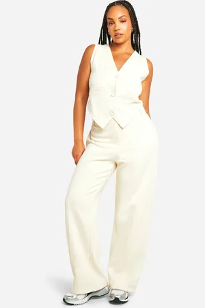 Boohoo Womens Plus Button Through Waistcoat And Straight Leg Jogger Set - Cotton - Size 24 UK