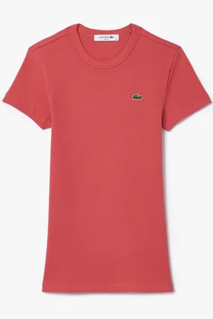 Lacoste Womens Slim Fit Ribbed Cotton T-Shirt in - Size 10 UK