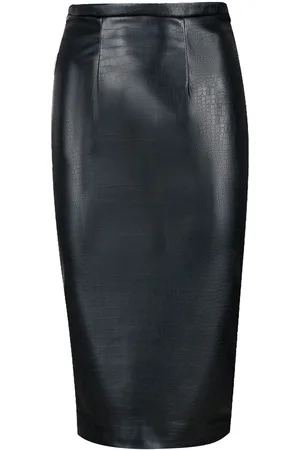 Conquista Womens Faux Croc Leather High Waist Pencil Skirt - Size EU 42 (Womens)