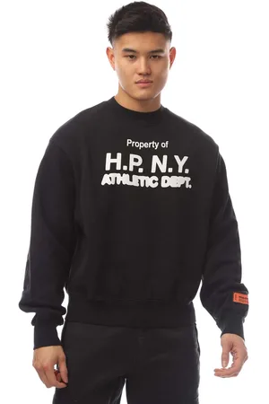 Heron Preston Mens HPNY 23 Crewneck Sweatshirt in Black-White Cotton - Size 2XS
