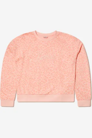 Guess Girls Leopard Print Sweatshirt - - Size 14Y