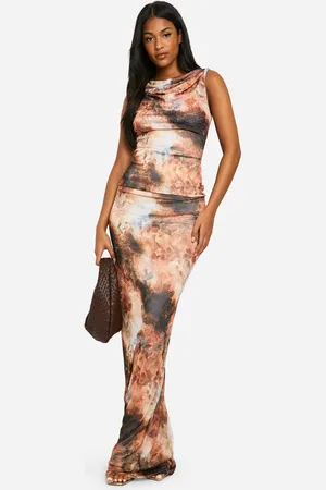 Boohoo Womens Tall Abstract Print Maxi Skirt - - Size 6 UK