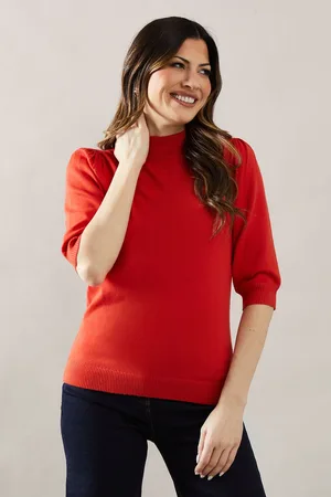 wallis Womens Fine Gauge Puff Sleeve Knitted Top - viscose - Size Medium