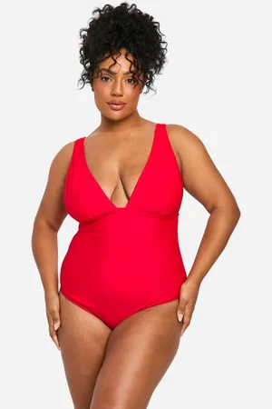 Boohoo Womens Plus Tummy Control Plunge Swimsuit - Polyamide - Size 26 UK