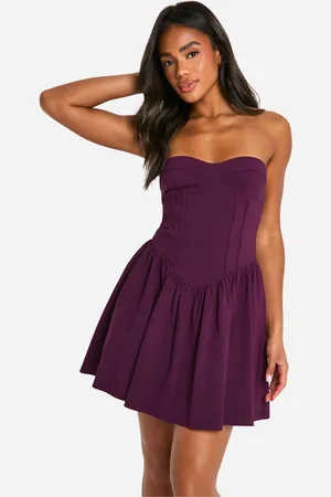 Boohoo Womens Bengaline Corset Skater Dress - viscose - Size 18 UK