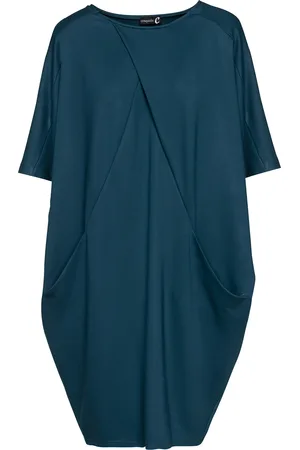 Conquista Womens Petrol Batwing Style Punto di Roma Dress - - Size X-Large