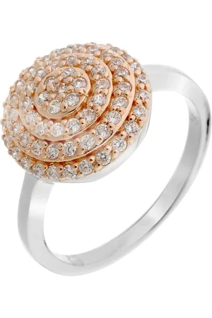 ORPHELIA WoMens 925 Sterling Silver Ring - Silver/Rose ZR-7120 - - Size L