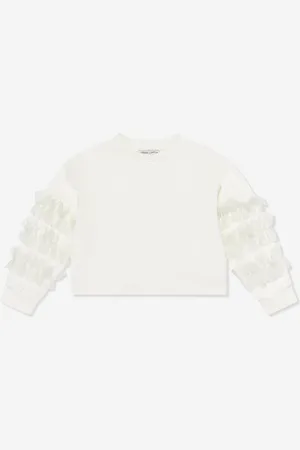 Mama Luma Girls Organza Detailed Sleeve Sweatshirt in - Size 9-10Y