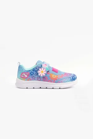 Skechers COMFY FLEX 2.0 - DANCING DAISY Girls Trainers Blue/Multi - - Size UK 4 Infant