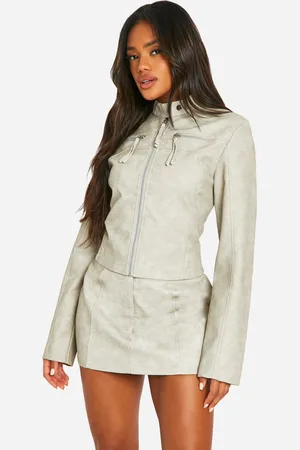 Boohoo Womens Washed Faux Leather Mini Skirt - viscose - Size 10 UK