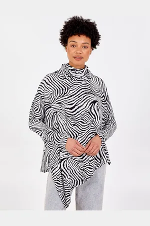 Blue Vanilla Womens SOPHIA - Abstract Zebra Oversized Cowl Neck Top - - Size Medium/Large