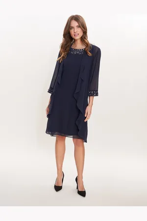Gina Bacconi Womens Joseline Short Chiffon Jacket Dress With Beaded Neckline - - Size 10 UK