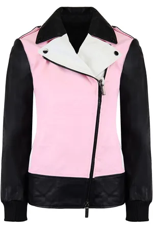 Emporio Armani Exchange Leather Womens Black/Pink Jacket - Viscose - Size Small