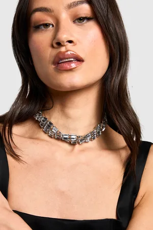 Boohoo Womens Diamante Baguette Twist Choker - - One Size