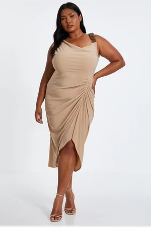 Quiz Womens Curve Asymmetric Buckle Midi Dress - - Size 24 UK