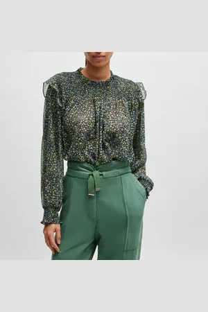 HUGO BOSS Womens C_Baccina Regular-Fit Blouse in - Size 14 UK
