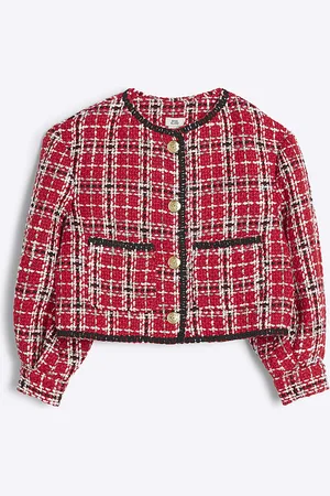 River Island Girls Jacket Boucle Check - Size 11-12Y