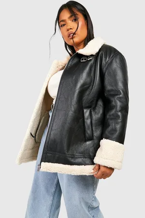Boohoo Womens Plus Faux Fur Longline Aviator Jacket - - Size 18 UK