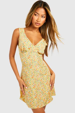 Boohoo Womens Ditsy Floral Plunge Mini Dress - - Size 18 UK