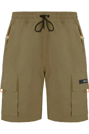 Nicce London Stretch Waist Mens Reflective Meru Cargo Shorts 211 1 06 05 0336 Cotton - Size Small