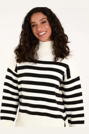 Blue Vanilla Womens High Neck Striped Jumper - - Size Small/Medium