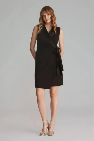 Gusto Womens Blazer Dress With Satin Collar - - Size X-Large